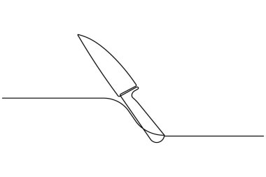 Mutfak için minimalist tarzda çizilmiş sürekli bıçak çizgisi