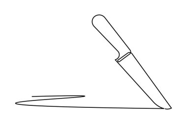 Mutfak için minimalist tarzda çizilmiş sürekli bıçak çizgisi