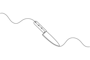 Mutfak için minimalist tarzda çizilmiş sürekli bıçak çizgisi