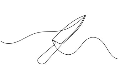Mutfak için minimalist tarzda çizilmiş sürekli bıçak çizgisi