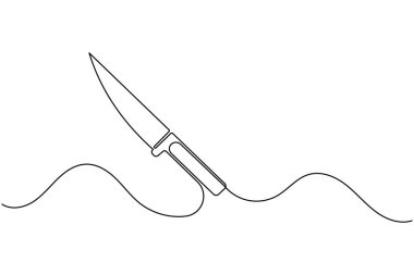 Mutfak için minimalist tarzda çizilmiş sürekli bıçak çizgisi