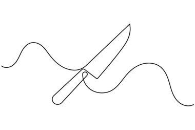 Mutfak için minimalist tarzda çizilmiş sürekli bıçak çizgisi