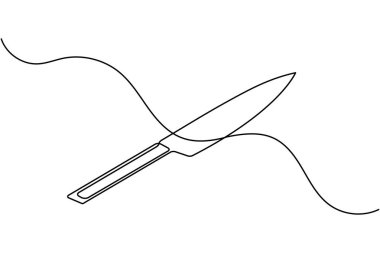 Mutfak için minimalist tarzda çizilmiş sürekli bıçak çizgisi