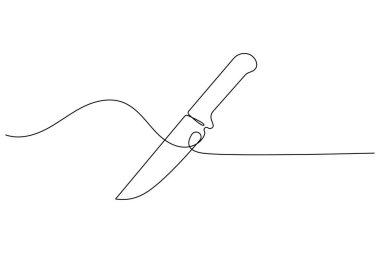 Mutfak için minimalist tarzda çizilmiş sürekli bıçak çizgisi