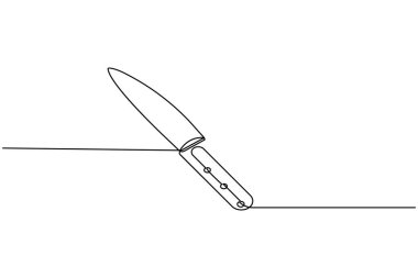 Mutfak için minimalist tarzda çizilmiş sürekli bıçak çizgisi
