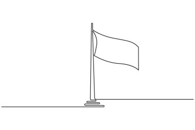 Direk üzerinde ulusal bayrak minimalist stil çizen tek çizgi ana hatları izole eder