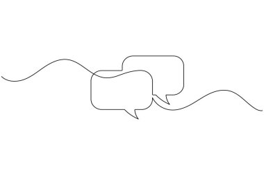 İletişim ve mesajlaşma konsepti için basit konuşma balonu sürekli tek satır çizim biçimi