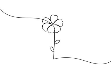 Beyaz arkaplanda izole edilmiş amber çiçeği vektör illüstrasyonunun kesintisiz çizgi çizimi