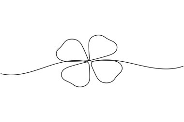 Basit botanik tarzı ve minimalist özet çizimi olan yonca çizgisi çizimi