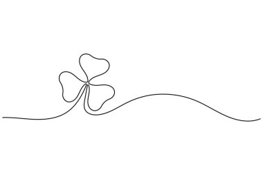 Basit botanik tarzı ve minimalist özet çizimi olan yonca çizgisi çizimi