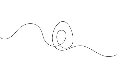 Minimalist, beyaz arka planda bahar tatili kutlaması için paskalya yumurtası çizimi.