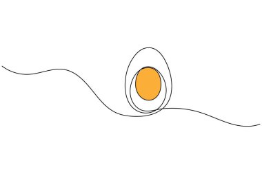 Minimalist, beyaz arka planda bahar tatili kutlaması için paskalya yumurtası çizimi.