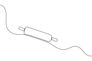Aralıksız bir sıra fırın merdanesi minimalist mutfak beyaz arka plan çizimi
