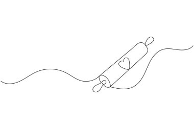 Aralıksız bir sıra fırın merdanesi minimalist mutfak beyaz arka plan çizimi