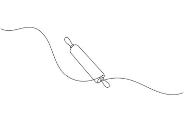 Aralıksız bir sıra fırın merdanesi minimalist mutfak beyaz arka plan çizimi