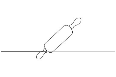 Aralıksız bir sıra fırın merdanesi minimalist mutfak beyaz arka plan çizimi