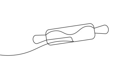 Aralıksız bir sıra fırın merdanesi minimalist mutfak beyaz arka plan çizimi