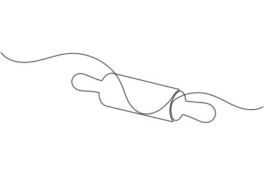 Aralıksız bir sıra fırın merdanesi minimalist mutfak beyaz arka plan çizimi