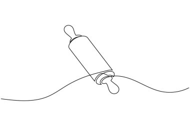 Aralıksız bir sıra fırın merdanesi minimalist mutfak beyaz arka plan çizimi