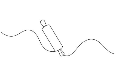 Aralıksız bir sıra fırın merdanesi minimalist mutfak beyaz arka plan çizimi