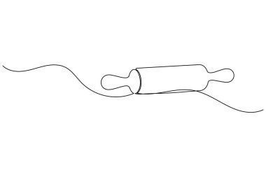 Aralıksız bir sıra fırın merdanesi minimalist mutfak beyaz arka plan çizimi