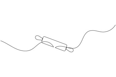 Aralıksız bir sıra fırın merdanesi minimalist mutfak beyaz arka plan çizimi