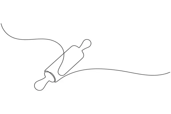 Aralıksız bir sıra fırın merdanesi minimalist mutfak beyaz arka plan çizimi