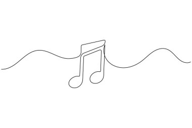 Müzik sembolleri ve beyaz arkaplanda izole edilmiş notaların aralıksız çizgisi