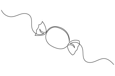 Tatlı şeker beyaz arkaplan ve minimalist vektör illüstrasyonu ile sürekli bir çizgi çizer