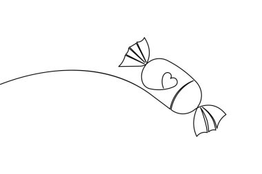 Tatlı şeker beyaz arkaplan ve minimalist vektör illüstrasyonu ile sürekli bir çizgi çizer