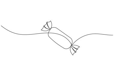 Tatlı şeker beyaz arkaplan ve minimalist vektör illüstrasyonu ile sürekli bir çizgi çizer