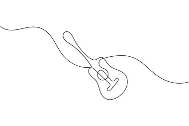 Devamlı gitar çizimi vektörü basit müzik enstrümanı minimalist tarzı.
