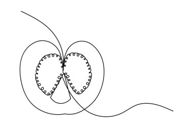 Beyaz arka planda domates sebzesi çizen kesintisiz bir çizgi