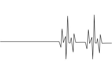 Kalp atışı aralıksız beyaz arkaplan üzerine çizilen tek çizgi ana hatları izole eder.
