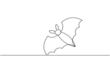 Temiz beyaz arka planda basit bir çizgi yarasa çizimi