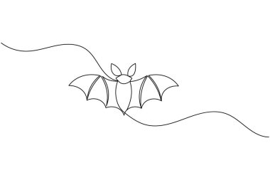 Temiz beyaz arka planda basit bir çizgi yarasa çizimi