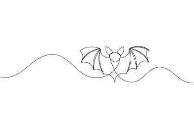 Temiz beyaz arka planda basit bir çizgi yarasa çizimi