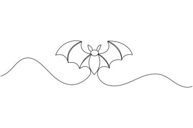 Temiz beyaz arka planda basit bir çizgi yarasa çizimi