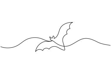 Temiz beyaz arka planda basit bir çizgi yarasa çizimi