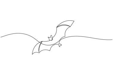 Temiz beyaz arka planda basit bir çizgi yarasa çizimi