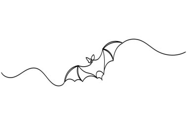 Temiz beyaz arka planda basit bir çizgi yarasa çizimi