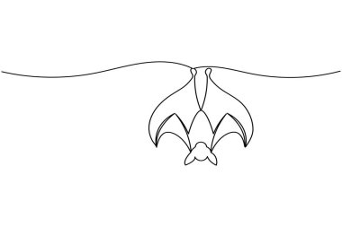 Temiz beyaz arka planda basit bir çizgi yarasa çizimi