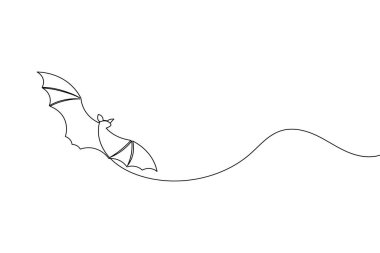 Temiz beyaz arka planda basit bir çizgi yarasa çizimi