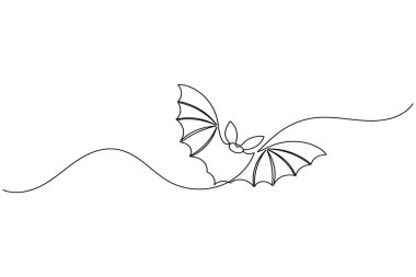 Temiz beyaz arka planda basit bir çizgi yarasa çizimi