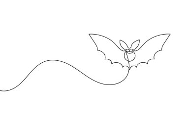 Temiz beyaz arka planda basit bir çizgi yarasa çizimi