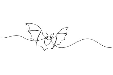 Temiz beyaz arka planda basit bir çizgi yarasa çizimi