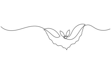 Temiz beyaz arka planda basit bir çizgi yarasa çizimi