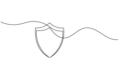 Güvenlik kalkanını asma kilitle çizmeye devam et. Korunma, gizlilik ve siber güvenlik sembolü