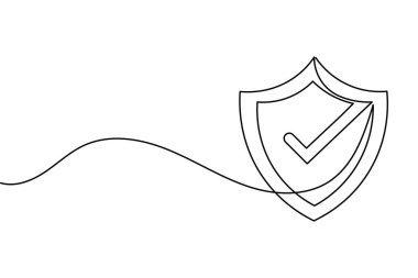 Güvenlik kalkanını asma kilitle çizmeye devam et. Korunma, gizlilik ve siber güvenlik sembolü