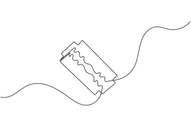 Tıraş bıçağı, berber dükkanı ve tımar tasarımı için minimalist bir resim çizer.